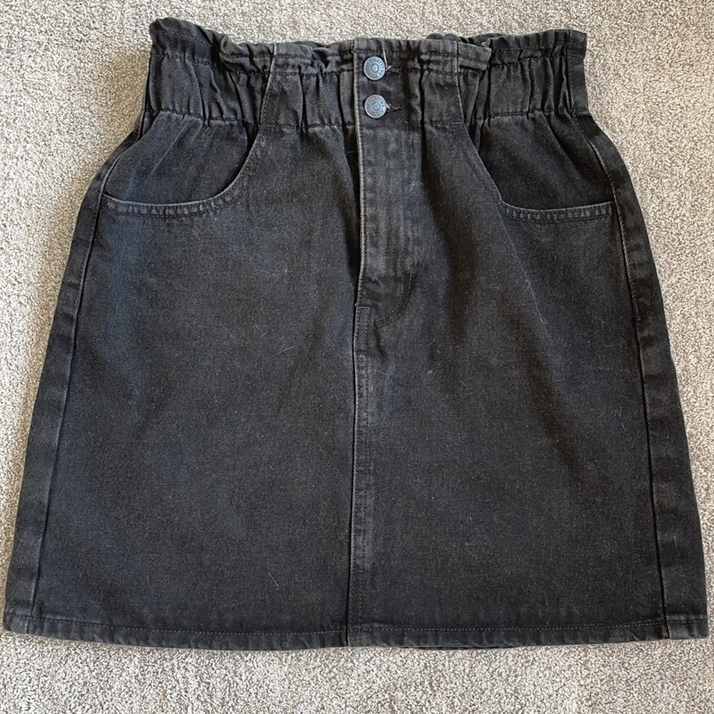 EC Eighty Two Denim Ardene High Waist Black Ruffle Jean Mini Skirt - Siz…